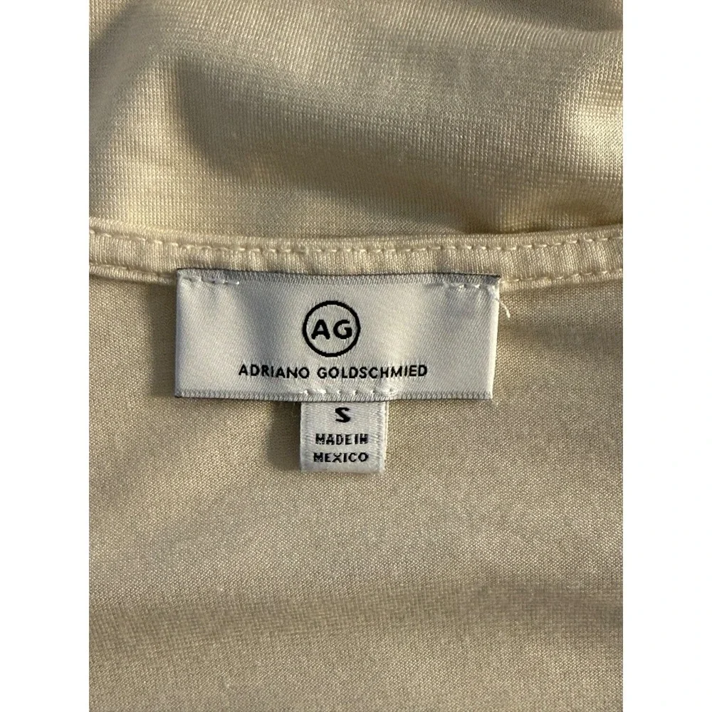 AG Adriano Goldschmied Womens Cream Ruched Faux Wrap Long Sleeve Top Size Small